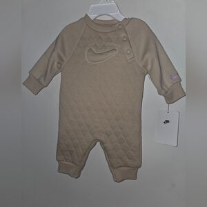 Nike Tan Quilted Kids Footie Onesie
